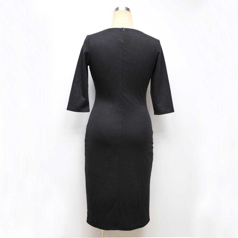 Sexy Women Deep V Neck Split Pencil Dresses-STYLEGOING