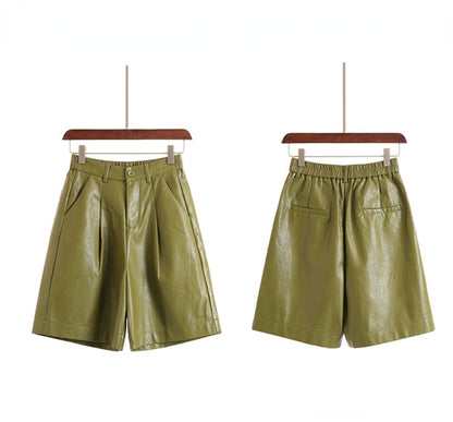 Casual PU Cropped Shorts for Women