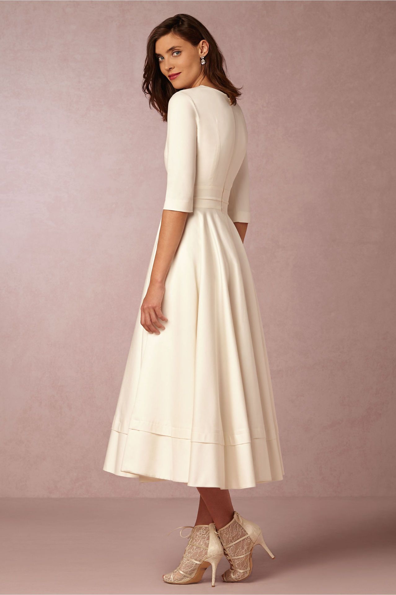 Sexy V Neck Half Sleeves Midi Dresses-STYLEGOING