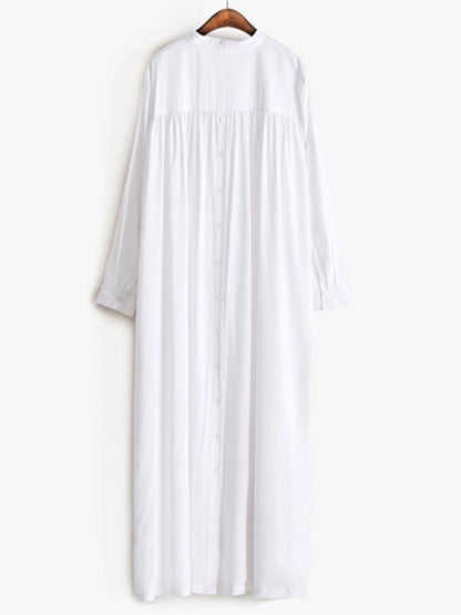 Solid Lapel Long Shirt Dress-STYLEGOING