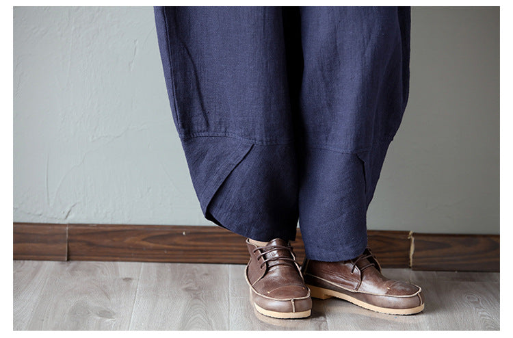 Vintage Linen Wide Legs Pants for Women