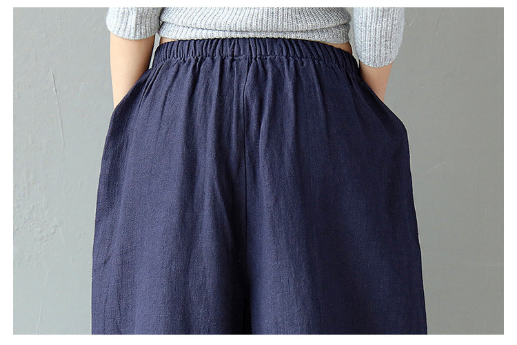 Vintage Linen Wide Legs Pants for Women