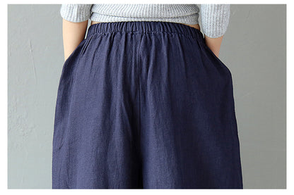 Vintage Linen Wide Legs Pants for Women