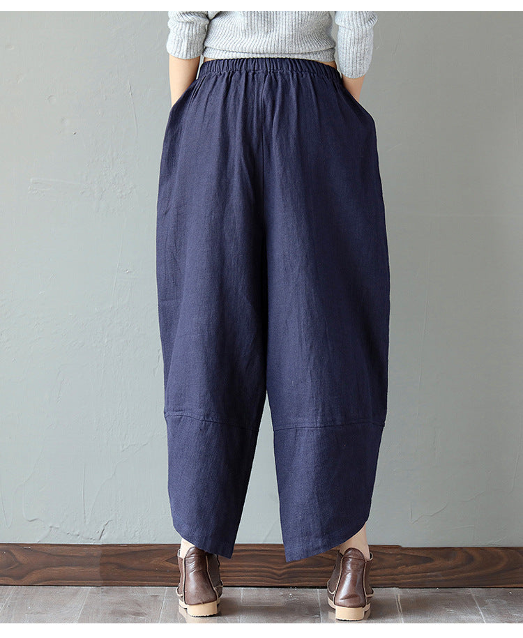 Vintage Linen Wide Legs Pants for Women