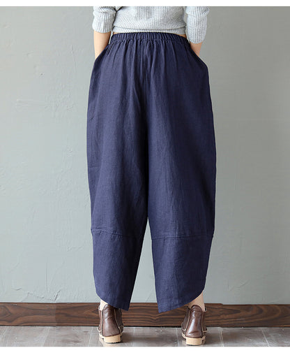 Vintage Linen Wide Legs Pants for Women