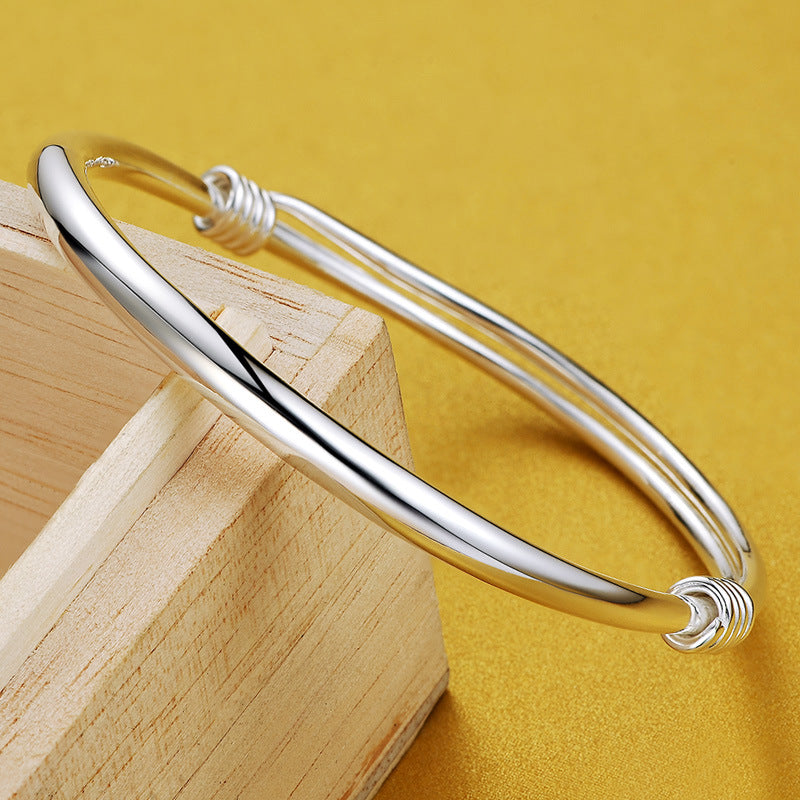 Fashion Shiny Adjustable End Sterling Sliver Bracelet for Mother