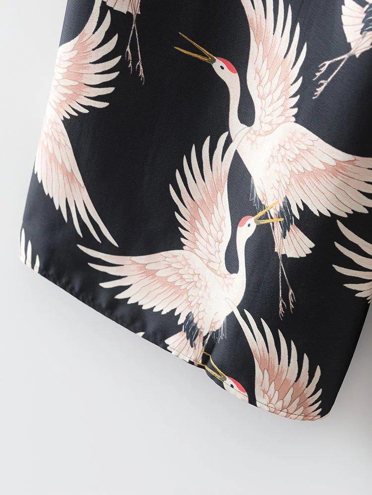 Summer Red-crowned Crane Ankle Length Pans and Blazer Suits-STYLEGOING