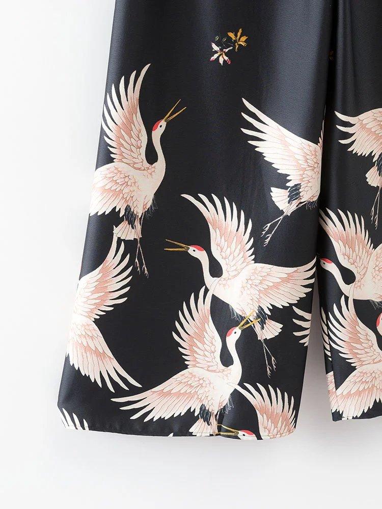 Summer Red-crowned Crane Ankle Length Pans and Blazer Suits-STYLEGOING