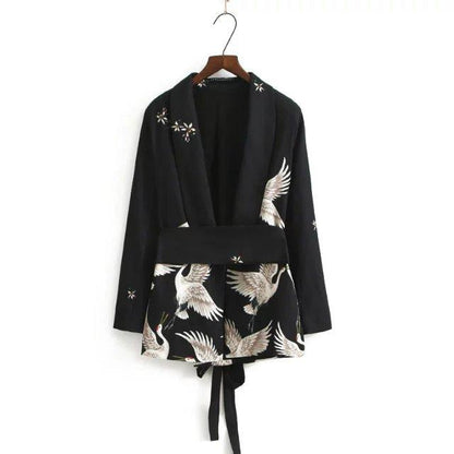 Summer Red-crowned Crane Ankle Length Pans and Blazer Suits-STYLEGOING