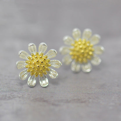 Fashion Daisy Design Sterling Silver Earrings