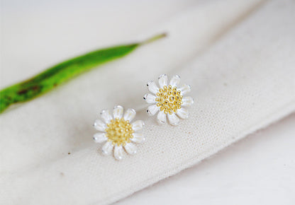 Fashion Daisy Design Sterling Silver Earrings