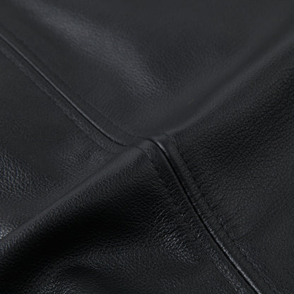 Casual Black Motorcycle Cowhide Leather Jackets for Men