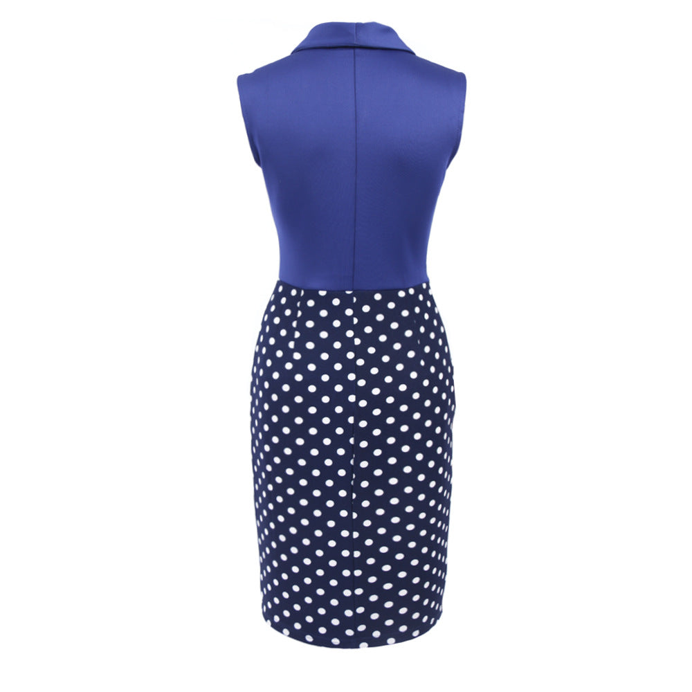 Summer Polk Dot Office Lady Blazer Sheath Dresses