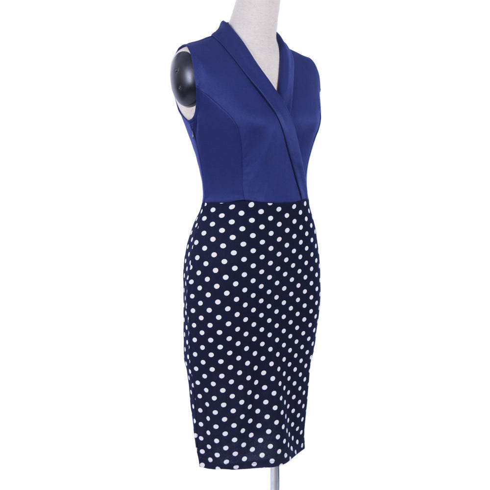 Summer Polk Dot Office Lady Blazer Sheath Dresses