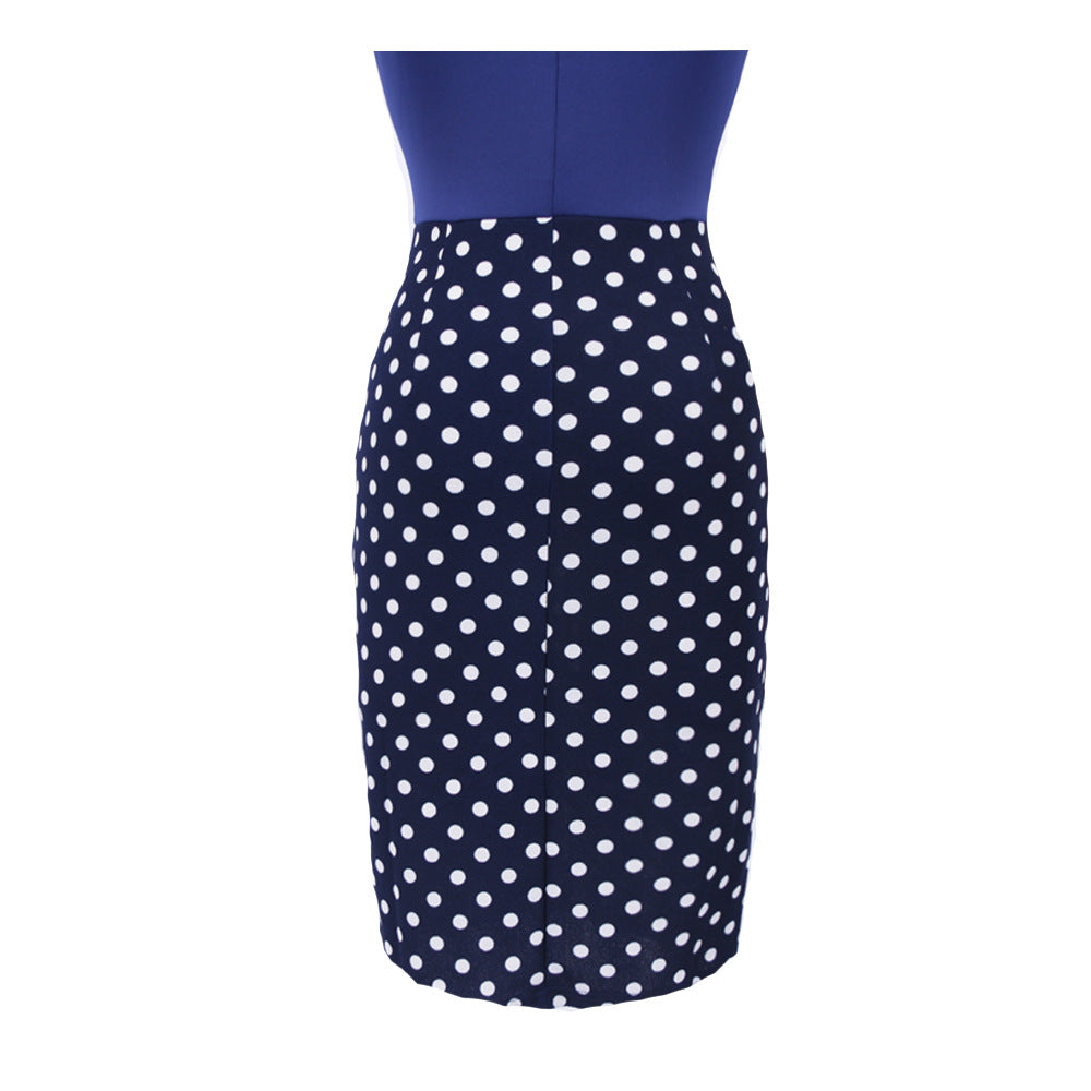 Summer Polk Dot Office Lady Blazer Sheath Dresses