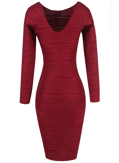 Women Long Sleeves Elastic Sexy Bodycon Dresses