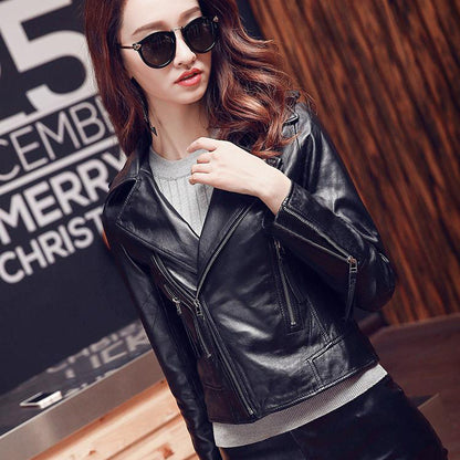 Cool Sheep Skin Motorcycle Short Jackets for Women