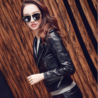 Cool Sheep Skin Motorcycle Short Jackets for Women