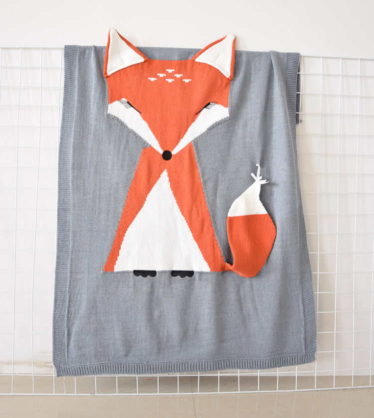 Cute Fox Design Kids Knitted Blankets