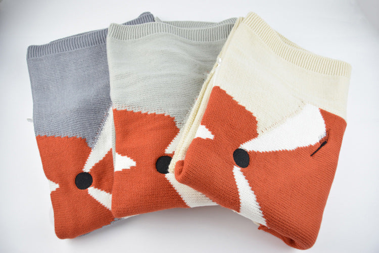 Cute Fox Design Kids Knitted Blankets