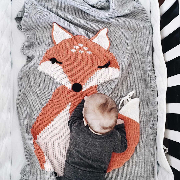 Cute Fox Design Kids Knitted Blankets