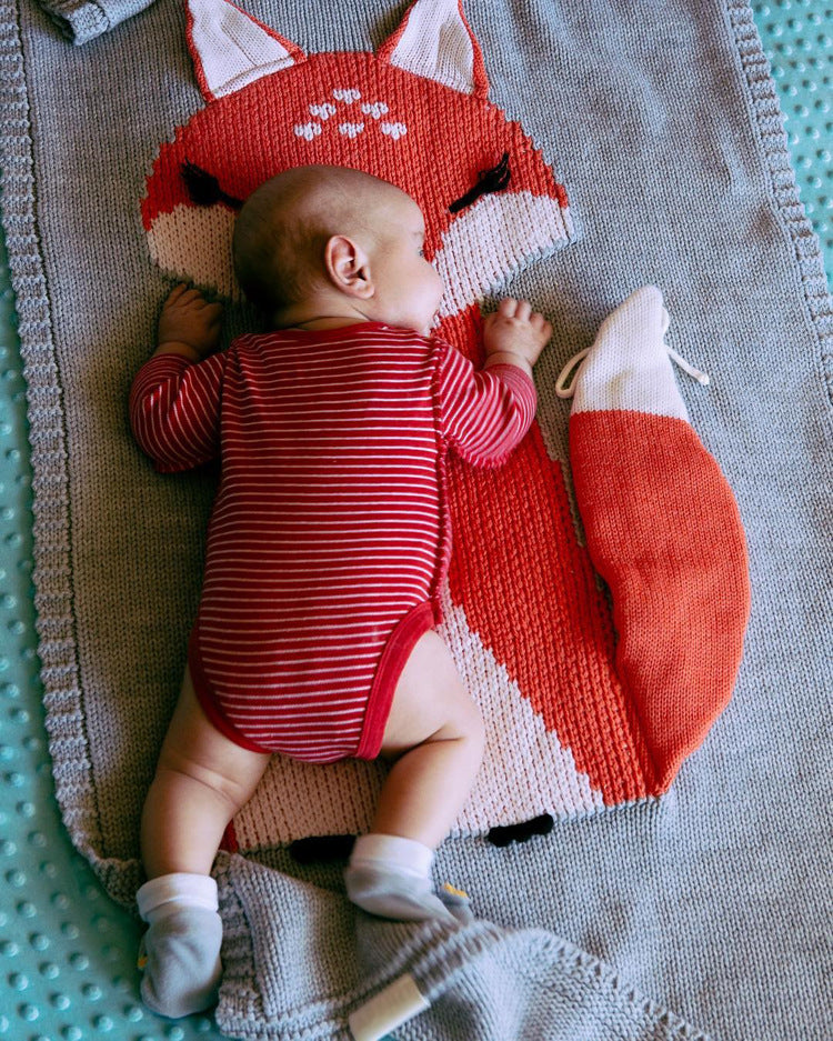 Cute Fox Design Kids Knitted Blankets