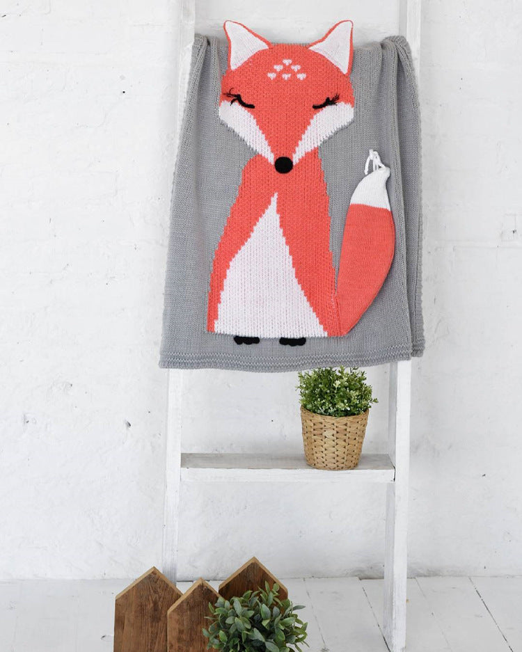 Cute Fox Design Kids Knitted Blankets