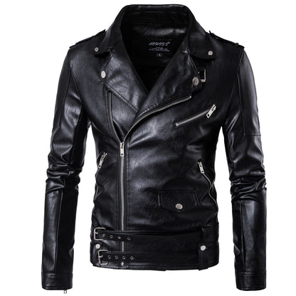 Black PU Leather Motocycle Jackets for Men