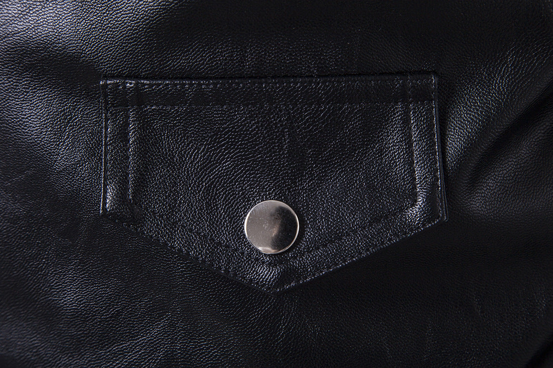 Black PU Leather Motocycle Jackets for Men