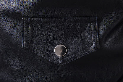 Black PU Leather Motocycle Jackets for Men