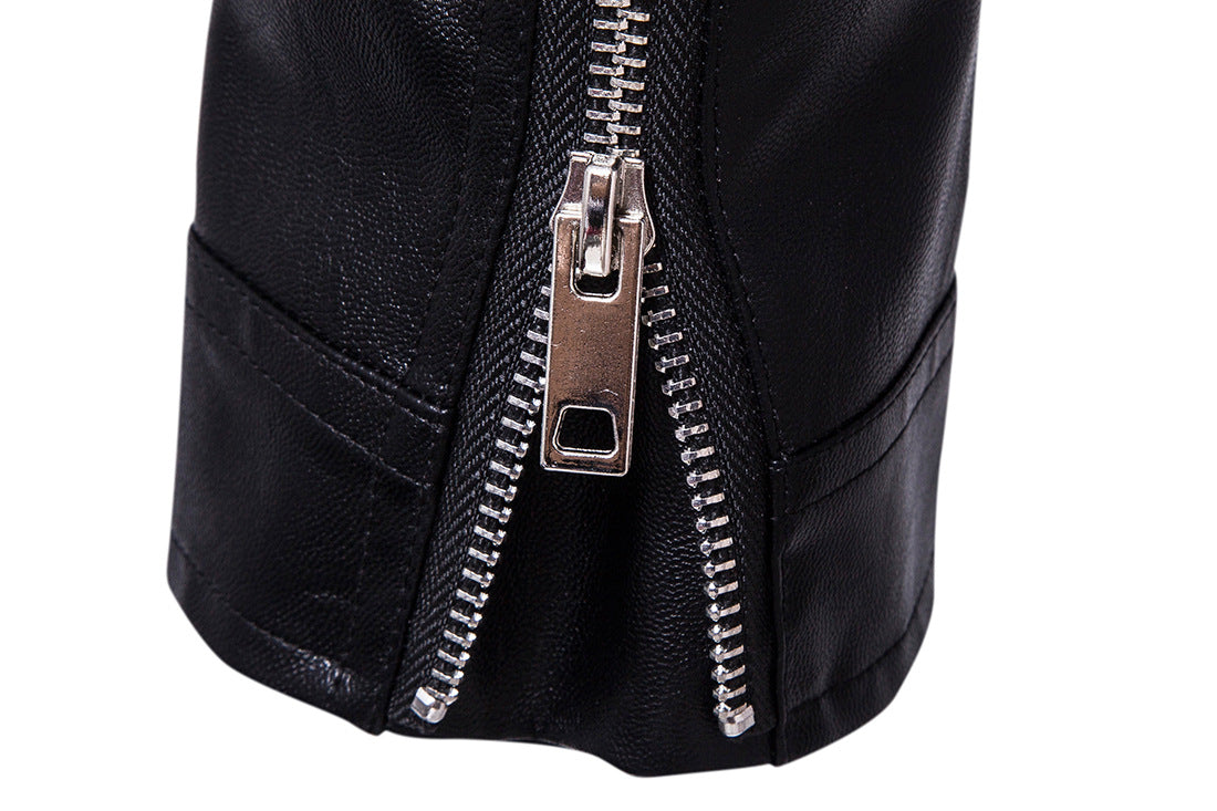 Black PU Leather Motocycle Jackets for Men