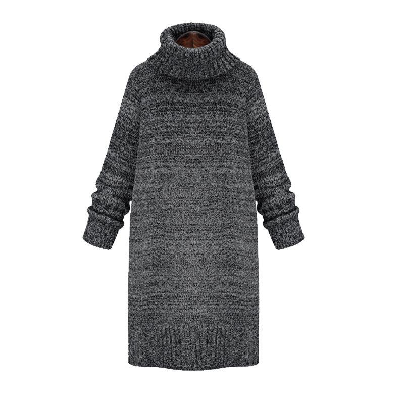 Women High Neck Knitting Long Sweaters-STYLEGOING
