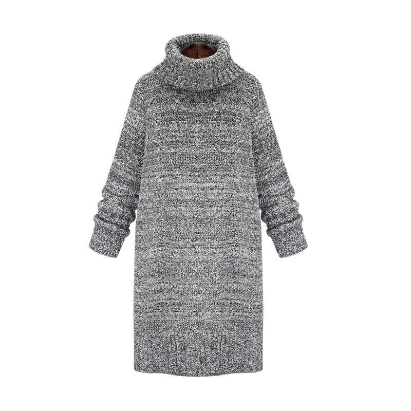 Women High Neck Knitting Long Sweaters-STYLEGOING