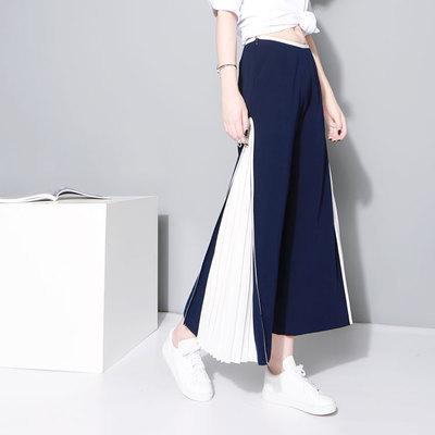Women Pleated Chiffon Wide Leg Pants/Trousers