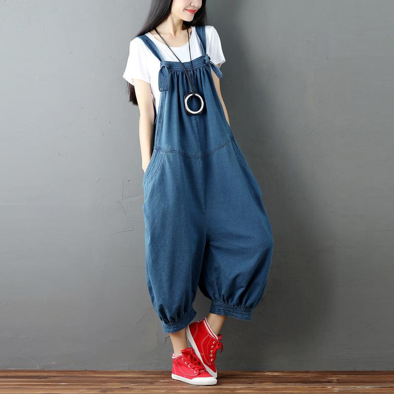 Women Plus Sizes Casual Demin Jumpsuits-STYLEGOING