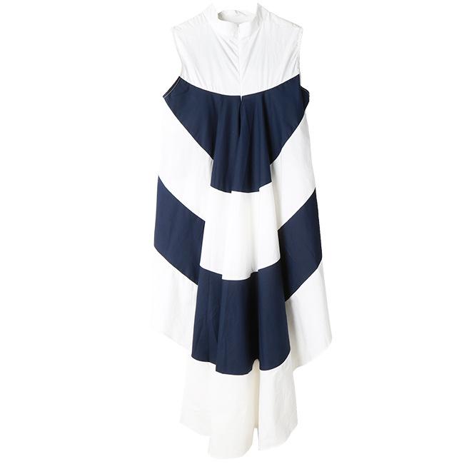 Fashion Women Asymmetrical Sleeveless Striped Shirts