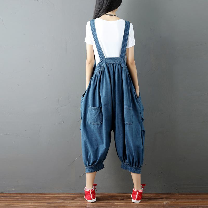 Women Plus Sizes Casual Demin Jumpsuits-STYLEGOING