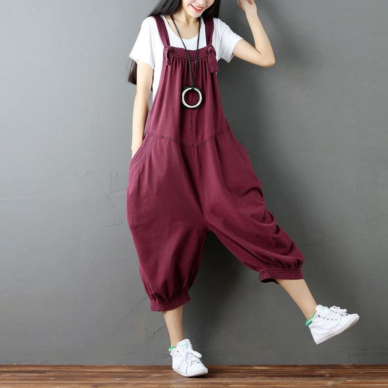 Women Plus Sizes Casual Demin Jumpsuits-STYLEGOING