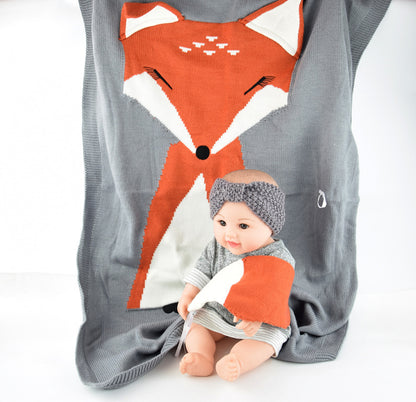 Cute Fox Design Kids Knitted Blankets
