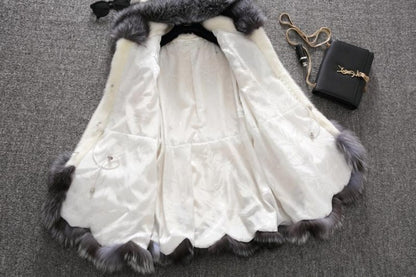 Artifical Fox Fur Plus Sizes Women Overcoat