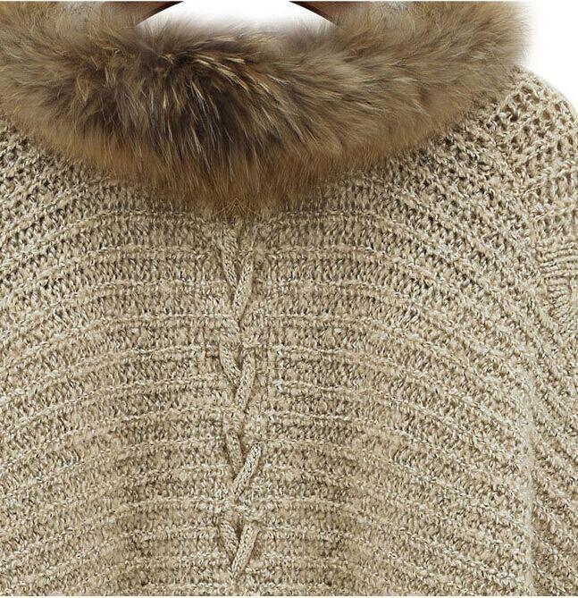 Women Cradigan Bat Faux Fur Cardigan Sweater-STYLEGOING