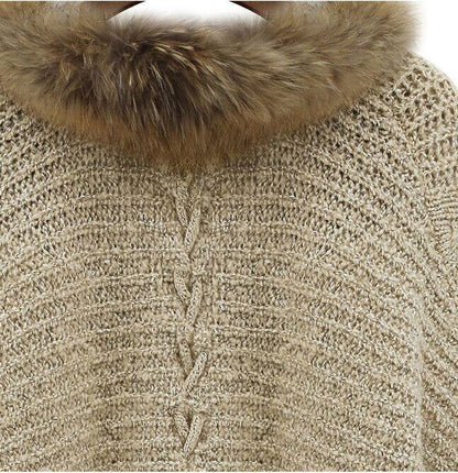 Women Cradigan Bat Faux Fur Cardigan Sweater-STYLEGOING