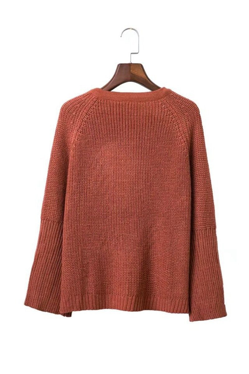 Sexy Cross Bandage Loose Knitting Sweaters-STYLEGOING