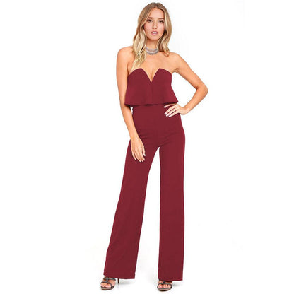 Women Strapless Sexy Long Jumpsuits-STYLEGOING