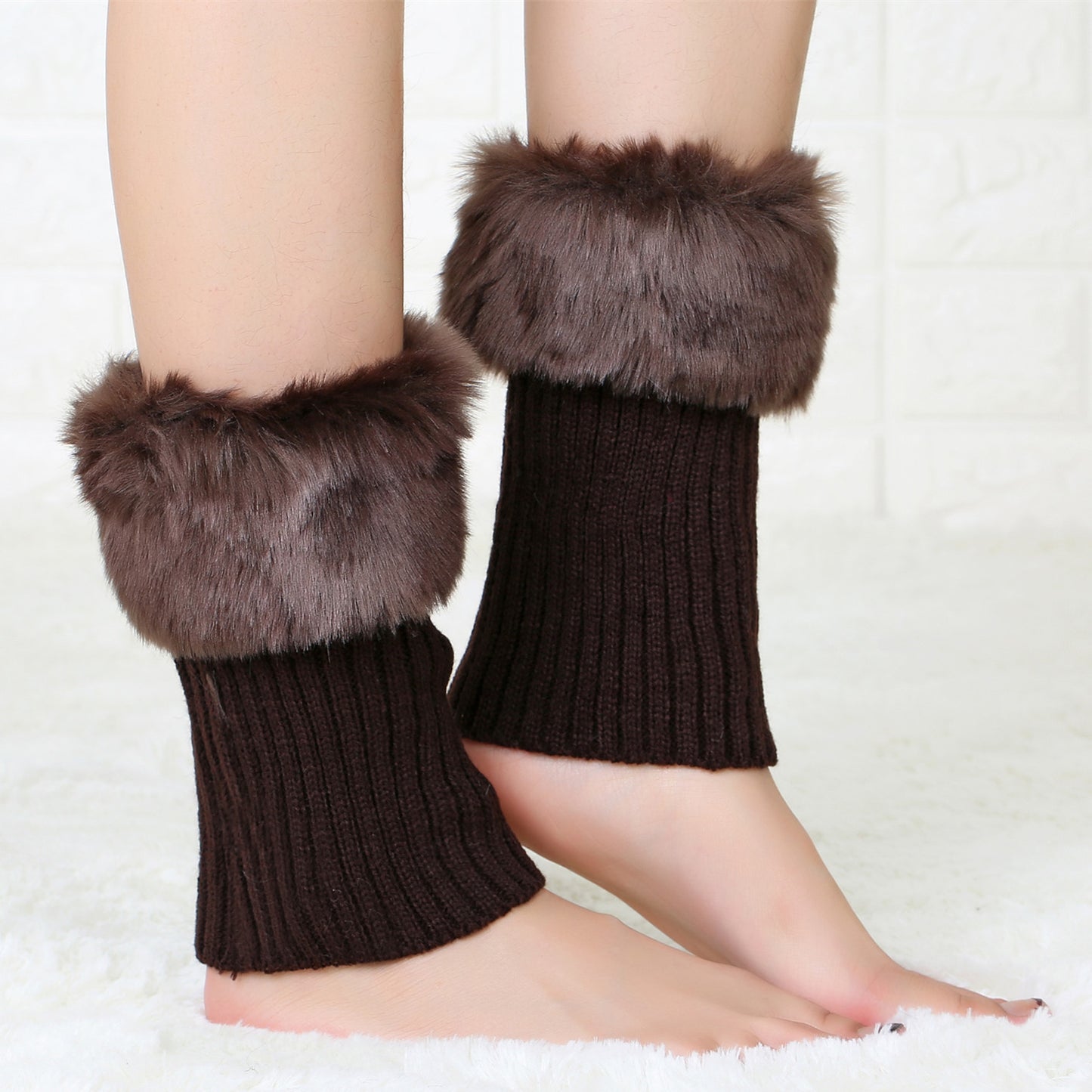 2 Pairs/set Knitted Fur Boot Covers for Women