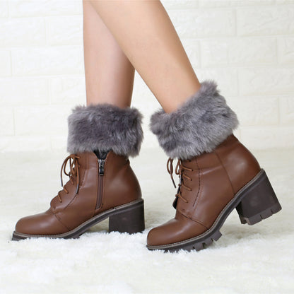 2 Pairs/set Knitted Fur Boot Covers for Women