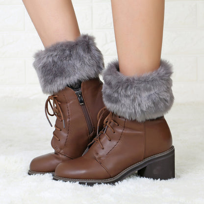 2 Pairs/set Knitted Fur Boot Covers for Women