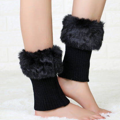 2 Pairs/set Knitted Fur Boot Covers for Women