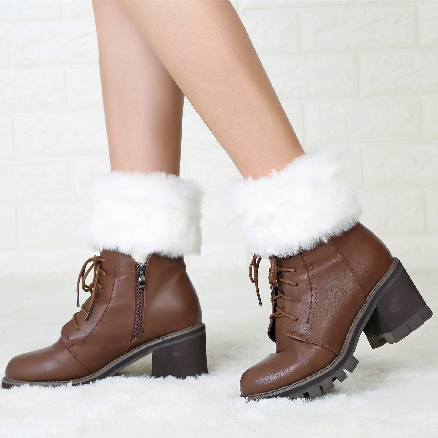 2 Pairs/set Knitted Fur Boot Covers for Women