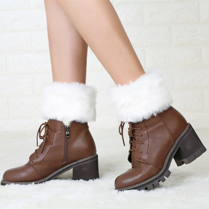 2 Pairs/set Knitted Fur Boot Covers for Women